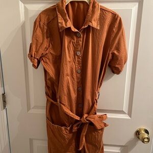 a.n.a. Women's Midi Dress in Rust Orange